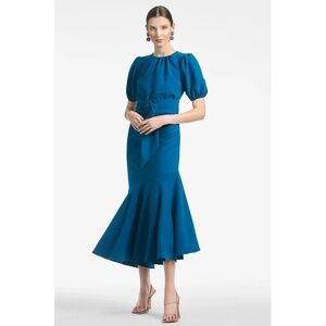 Sachin & Babi Camila Belted Asymmetric Midi Dress Moroccan Blue Womens Size 4